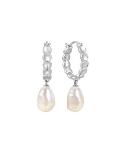 Pearl Drop Hoop Earring
